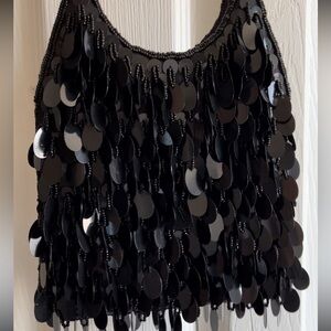 Black squin fringe bag